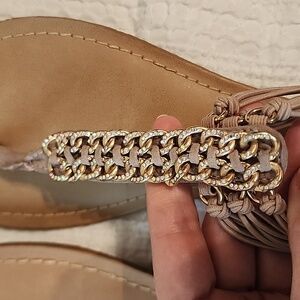 Madden Girl Sandals with Gold/Jeweled Accents (Nude Tan/pinkish Color)